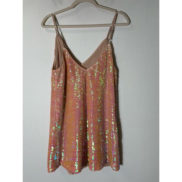 Buddy Love Peach Spaghetti Strap Sequince Mini Dress Sz S - Picture 2 of 2